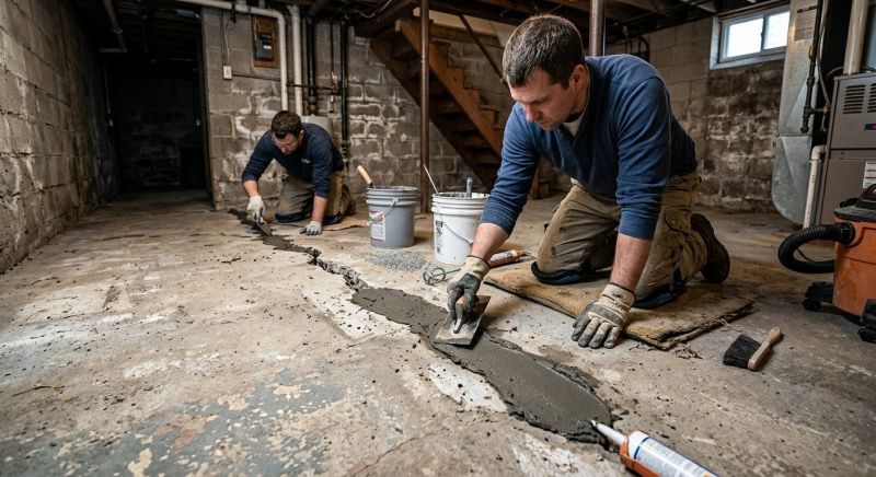 Cracked Basement Floor Repair in Hiram, GA